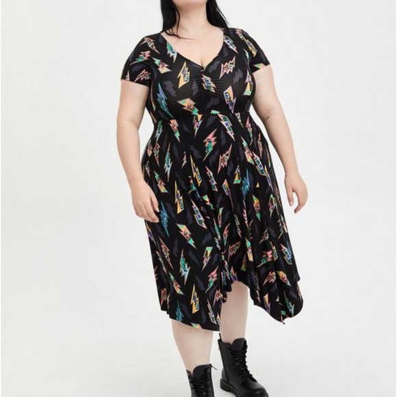 Super Soft Black Monsters Hankerchief Dress - Picture 2 of 6